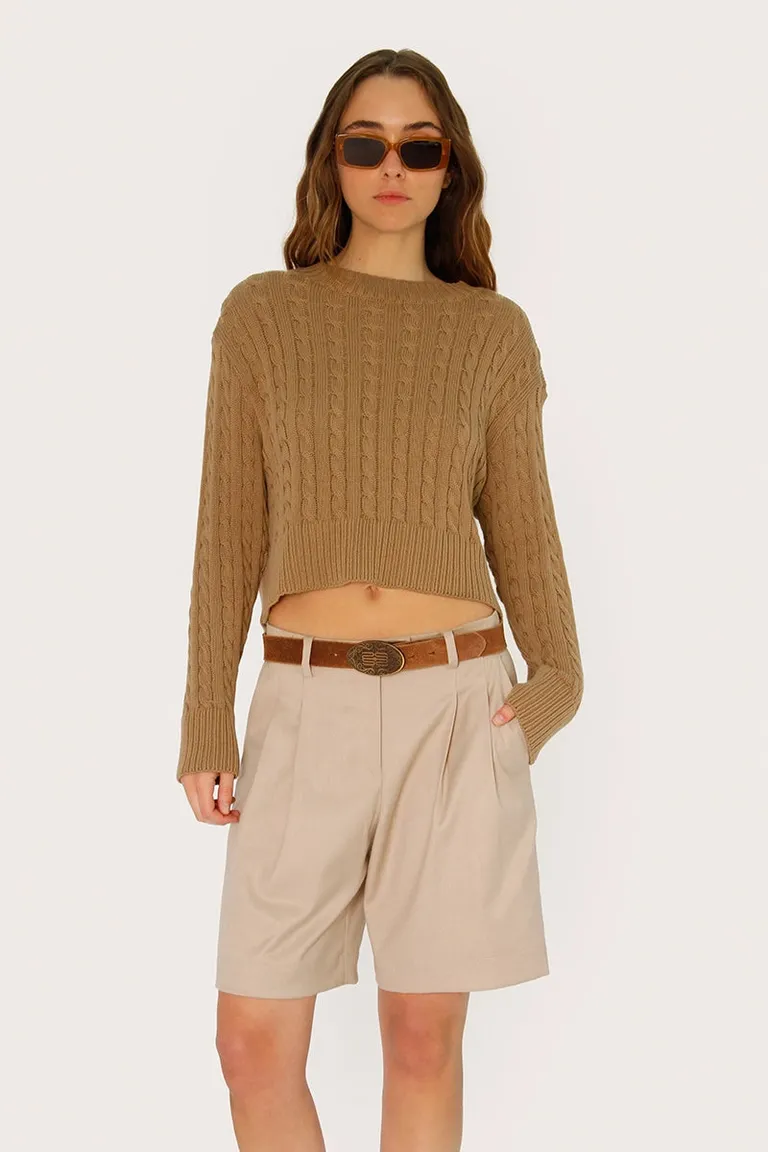 Sweater tejido en ochos con cuello redondo y largo modular por debajo de la cintura de Sofia Sarkany en Buzos y Sweaters para argentina