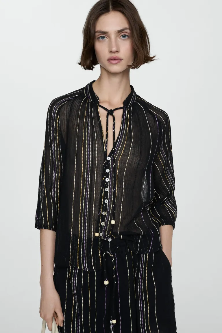 Camisa rayas con lazo de Mango en Camisas para argentina