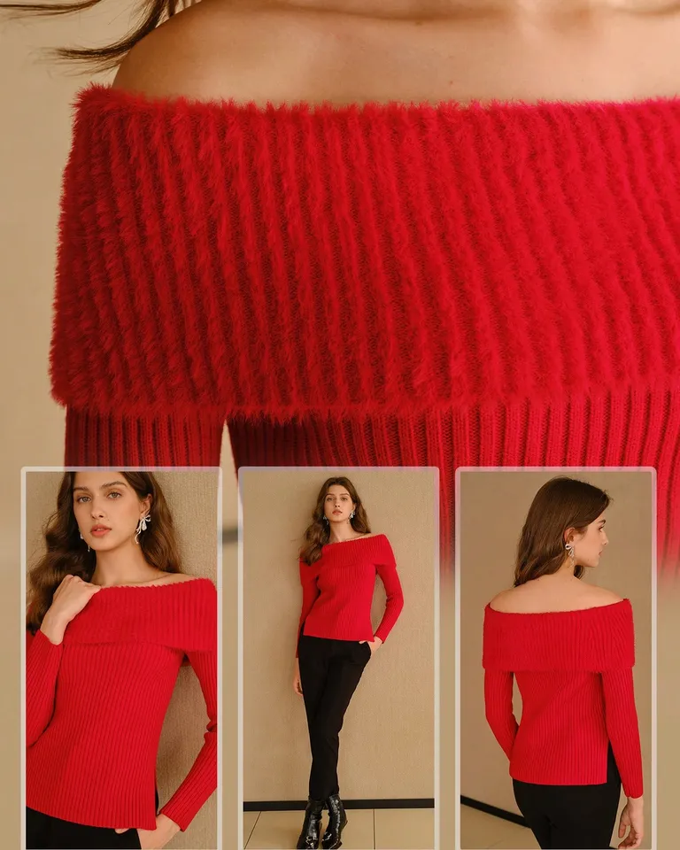 Jersey hombros descubiertos dobladillo de Motf en Buzos y Sweaters para argentina