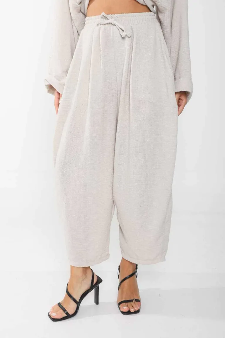 Pantalón de lino estilo globo con cintura elástica y bolsillos de Belle en Pantalones para argentina
