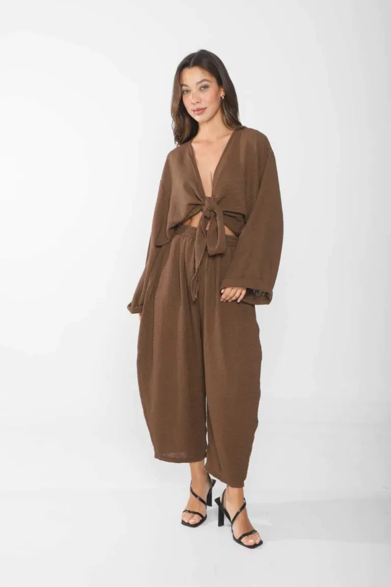 Pantalón de lino estilo globo con cintura elástica y bolsillos de Belle en Pantalones para argentina