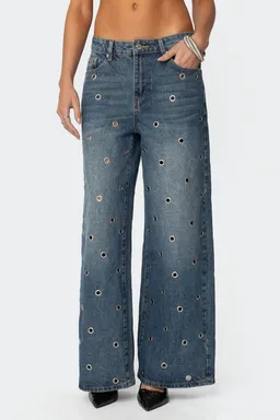 Jeans jainie tiro bajo ojalillos de Edikted en Pantalones para argentina