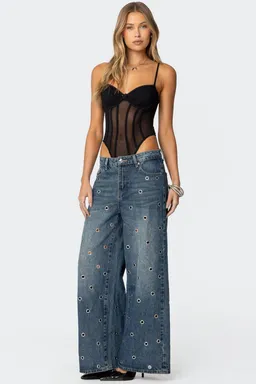 Jeans jainie tiro bajo ojalillos de Edikted en Pantalones para argentina