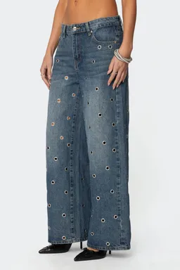 Jeans jainie tiro bajo ojalillos de Edikted en Pantalones para argentina