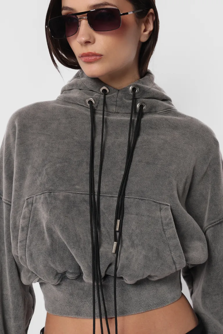 Buzo de frisa con capucha, bolsillos y mitones en acabado acid wash de Top White en Buzos y Sweaters para argentina