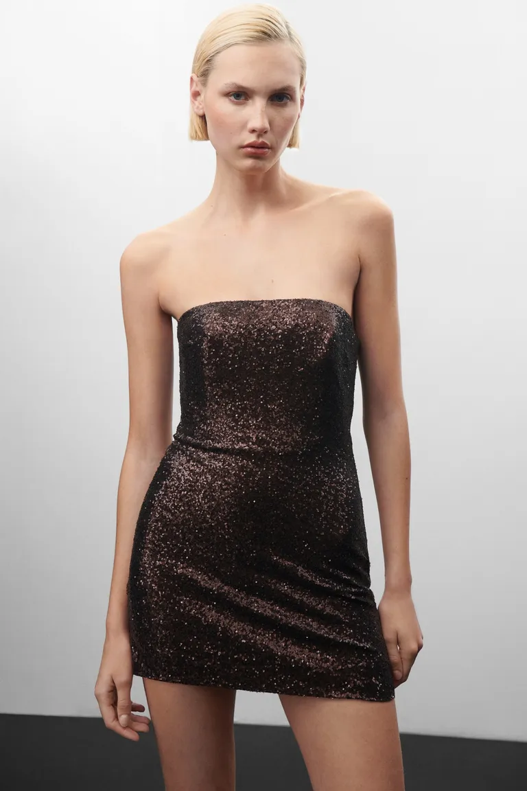 Vestido lentejuelas palabra honor de Mango en Vestidos para argentina