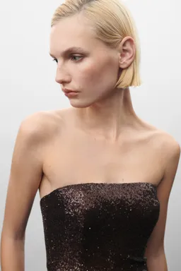 Vestido lentejuelas palabra honor de Mango en Vestidos para argentina