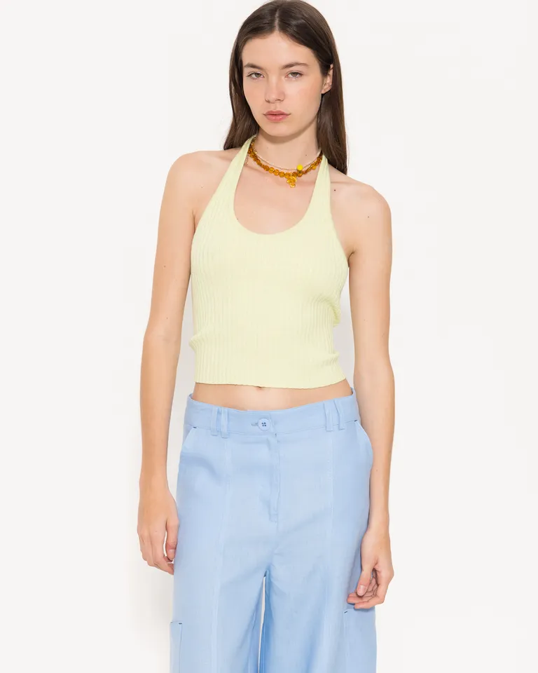 Top de escote en V y espalda descubierta en tejido de punto de Jazmin Chebar en Tops para argentina