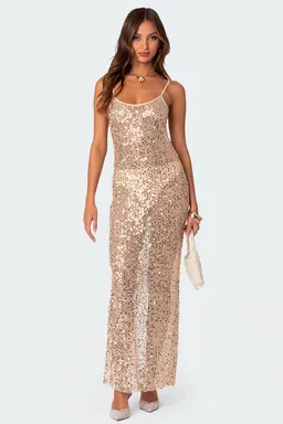 Maxi vestido mesh lentejuelas de Edikted en Vestidos para argentina