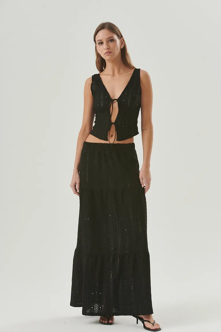 Falda de algodón calado de largo maxi con cintura elástica para un look veraniego y elegante de Sweet en Faldas para argentina