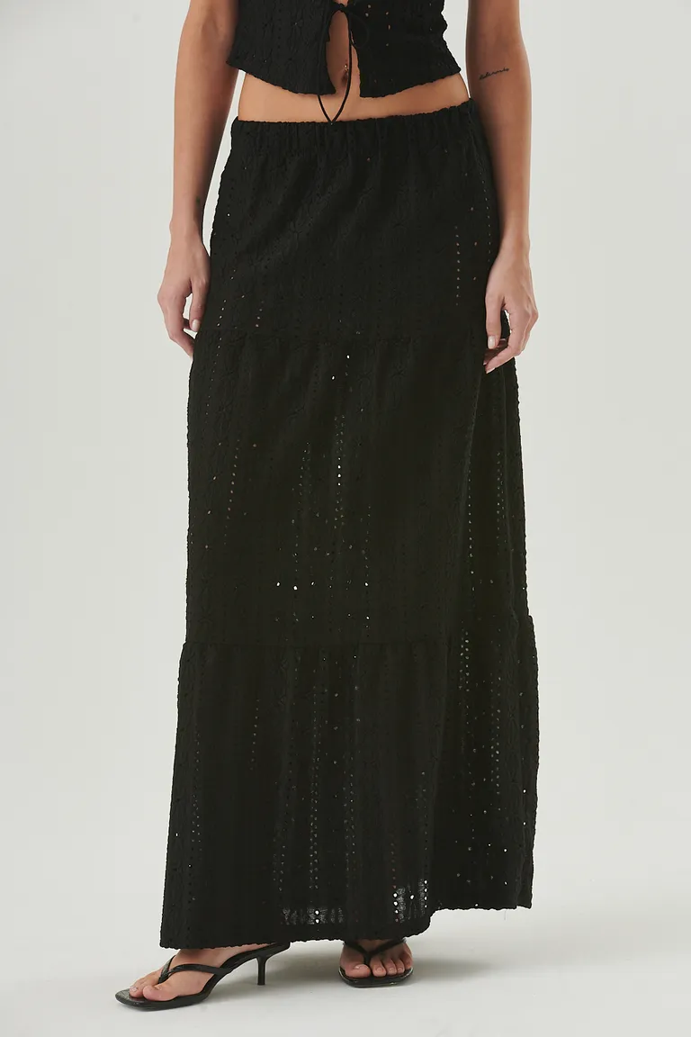 Falda de algodón calado de largo maxi con cintura elástica para un look veraniego y elegante de Sweet en Faldas para argentina