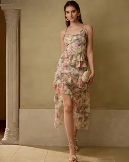 Vestido drapeado floral con tirantes de Motf en Vestidos para argentina