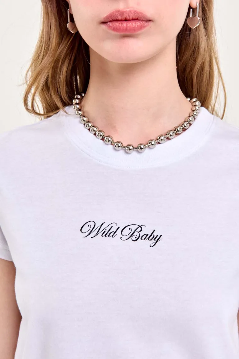 Remera de algodón blanca de corte boxy con estampa en el frente de 47 Street en Remeras para argentina