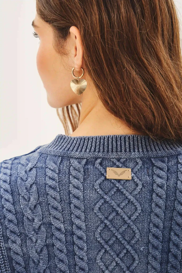 Sweater holgado de algodón con lavado stonewash en tonalidad azul de Rapsodia en Buzos y Sweaters para argentina