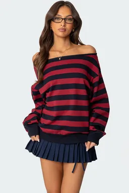 Sweater rayas hombros descubiertos de Edikted en Buzos y Sweaters para argentina