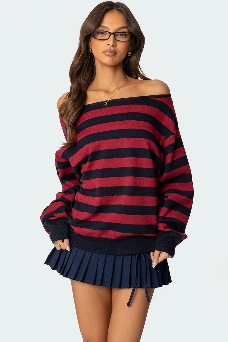 Sweater rayas hombros descubiertos de Edikted en Buzos y Sweaters para argentina