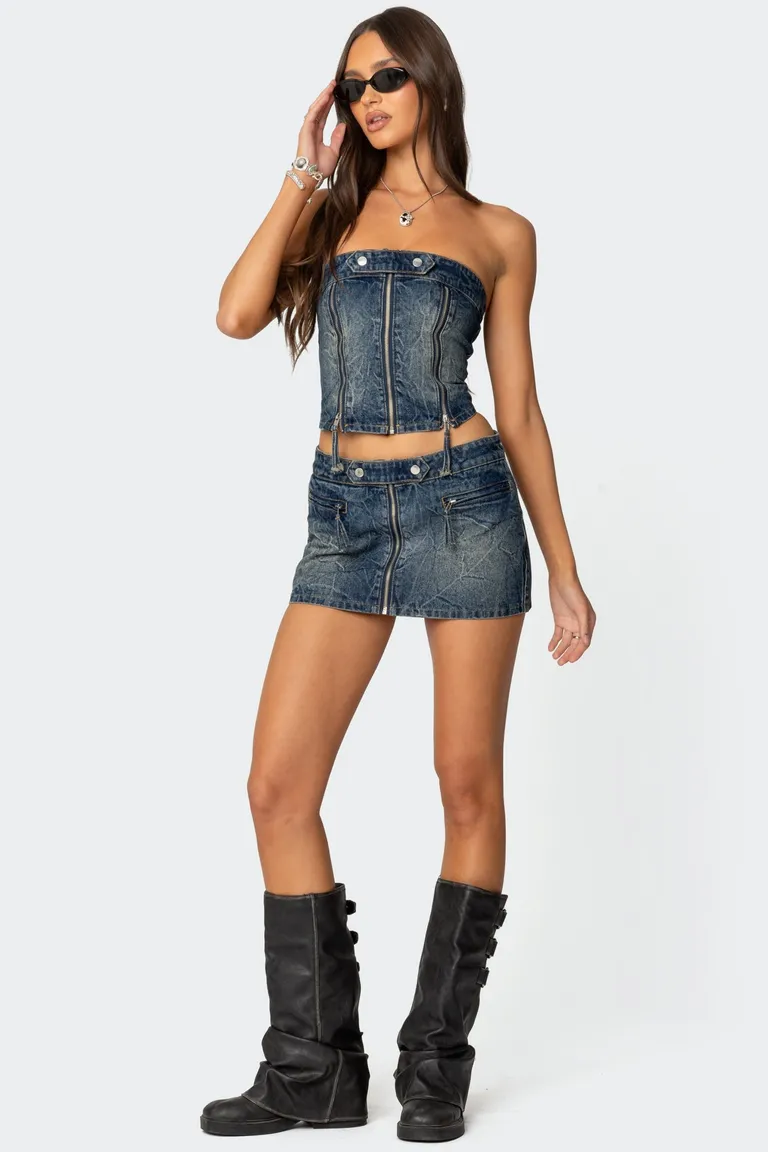 Minifalda denim lavado guinevere de Edikted en Shorts para argentina