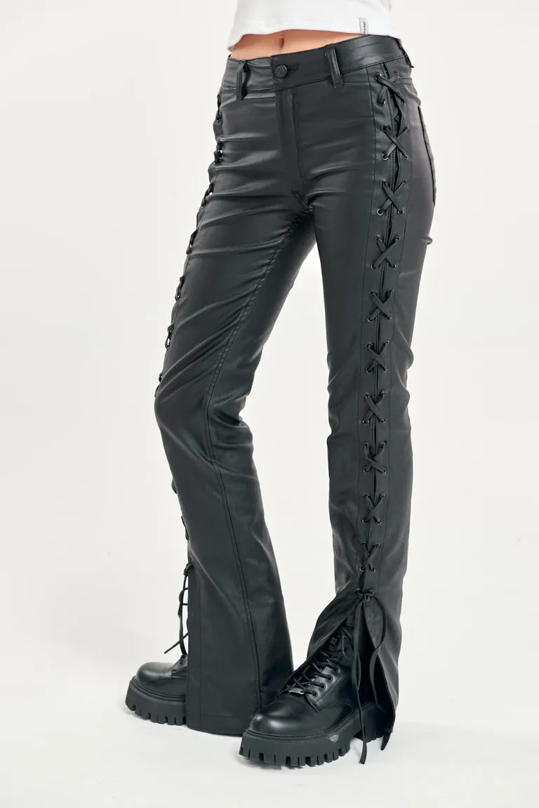 Pantalón de bengalina con detalles de cordón lateral para mujer de 47 Street en Pantalones para argentina