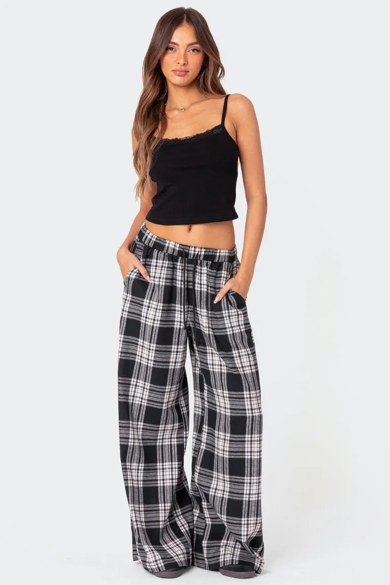 Pantalón lounge plaid pierna ancha de Edikted en Pantalones para argentina