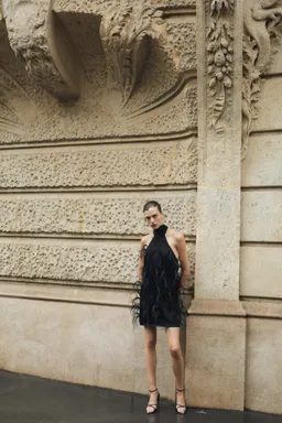 Vestido halter adorno plumas de Mango en Vestidos para argentina