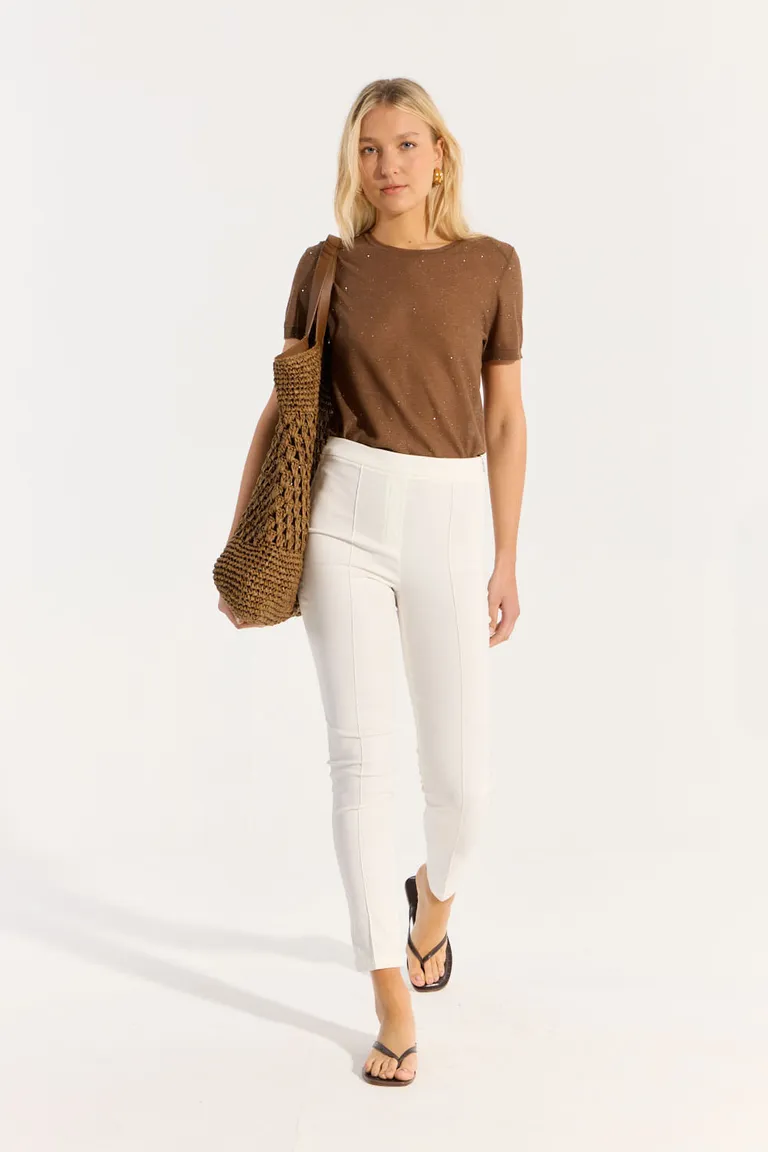 Remera de tejido liviano con lentejuelas y mangas cortas de Portsaid en Remeras para argentina