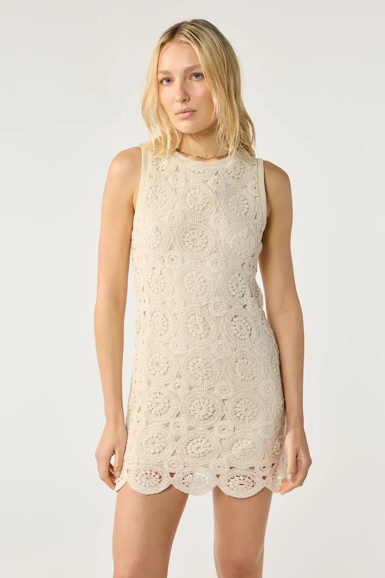 Vestido corto sin mangas en tejido de crochet para mujer de Cuesta Blanca en Vestidos para argentina