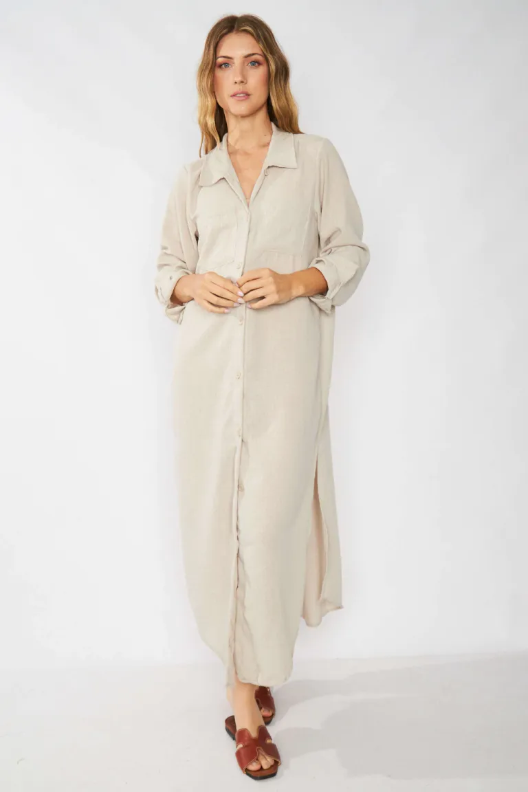 Camisola de lino larga y versátil para mujer de Belle en Camisas para argentina