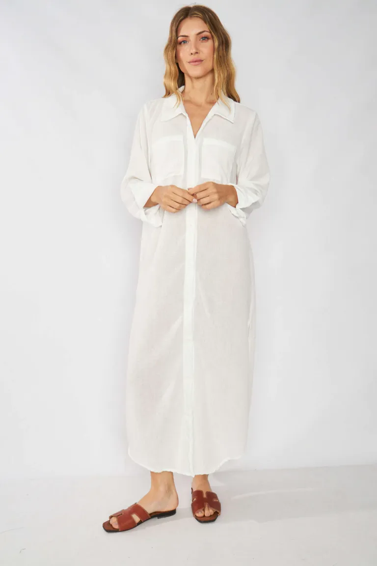 Camisola de lino larga y versátil para mujer de Belle en Camisas para argentina