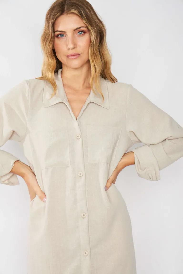 Camisola de lino larga y versátil para mujer de Belle en Camisas para argentina