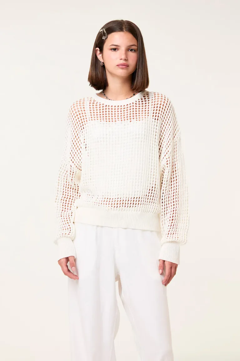 Suéter tejido de textura calada y estilo oversize para mujer de 47 Street en Buzos y Sweaters para argentina