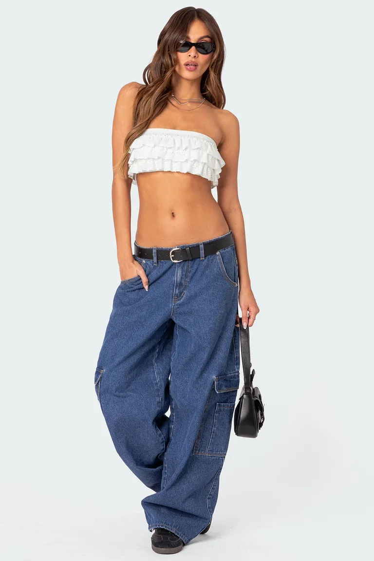 Jeans boyfriend super oversized con cinturón de Edikted en Pantalones para argentina