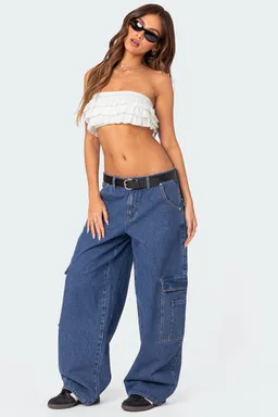 Jeans boyfriend super oversized con cinturón de Edikted en Pantalones para argentina