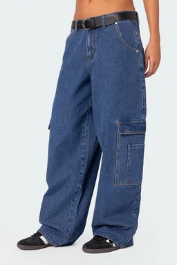 Jeans boyfriend super oversized con cinturón de Edikted en Pantalones para argentina