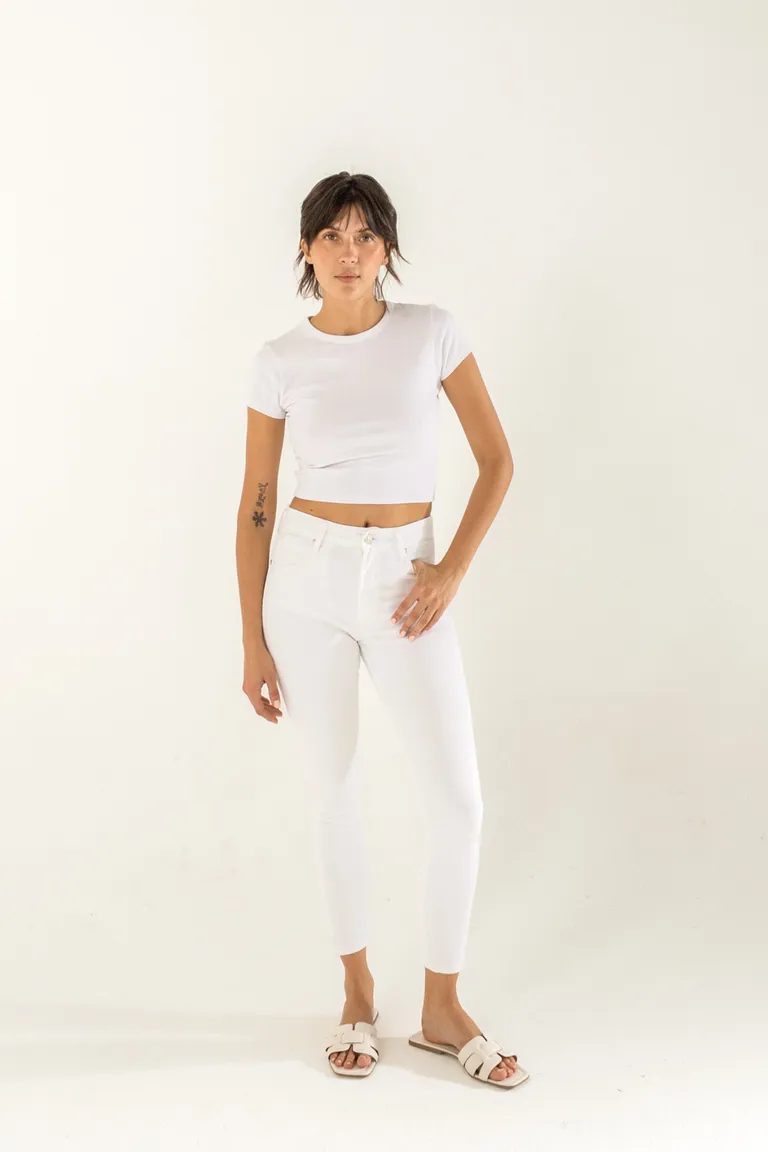 Pantalones blancos de corte recto y cintura alta para mujer de Akiabara en Pantalones para argentina