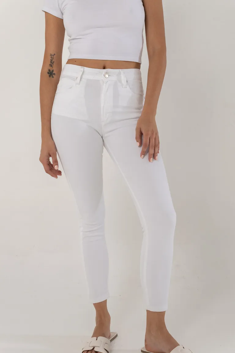 Pantalones blancos de corte recto y cintura alta para mujer de Akiabara en Pantalones para argentina