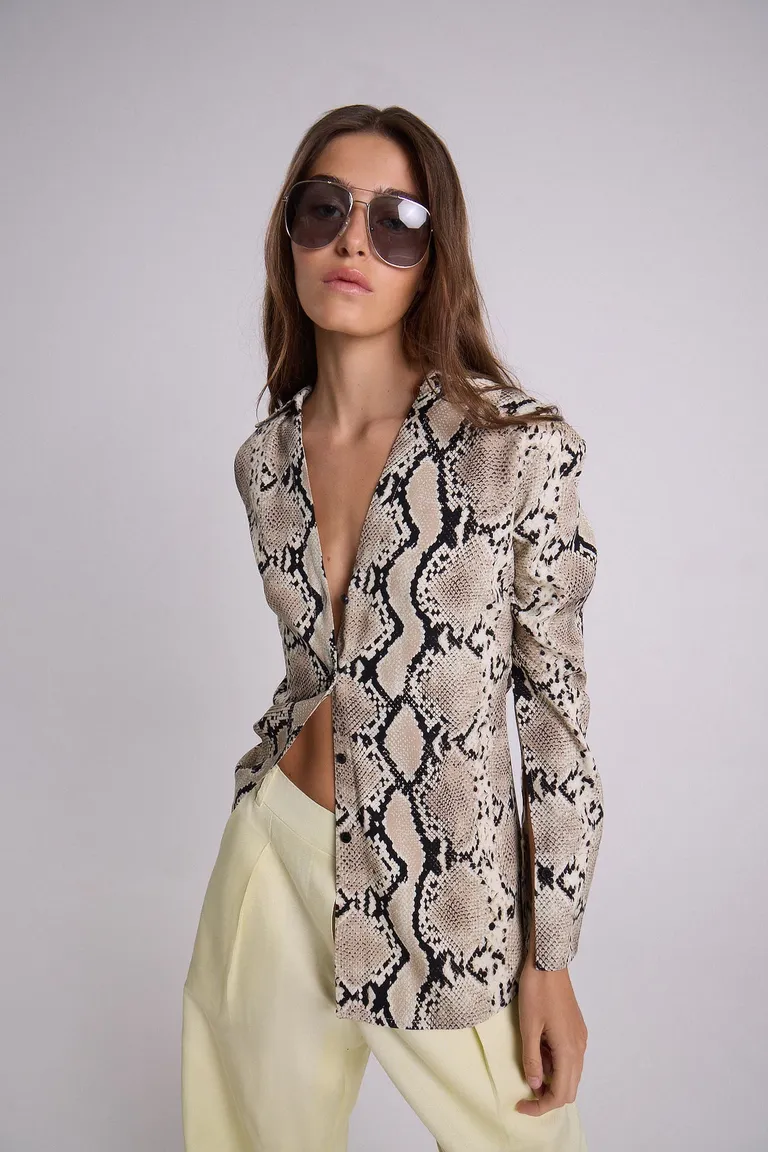 Camisa estampada de viscosa con diseño entallado y escote en V de Maria Cher en Camisas para argentina