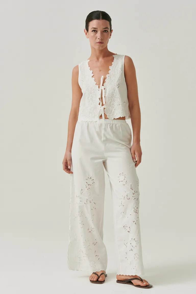 Pantalones rectos de algodón en blanco de Sweet en Pantalones para argentina