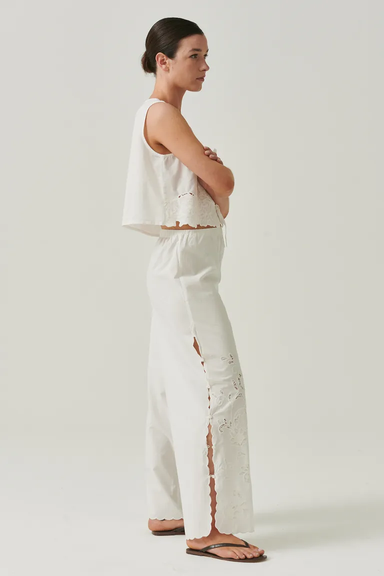 Pantalones rectos de algodón en blanco de Sweet en Pantalones para argentina