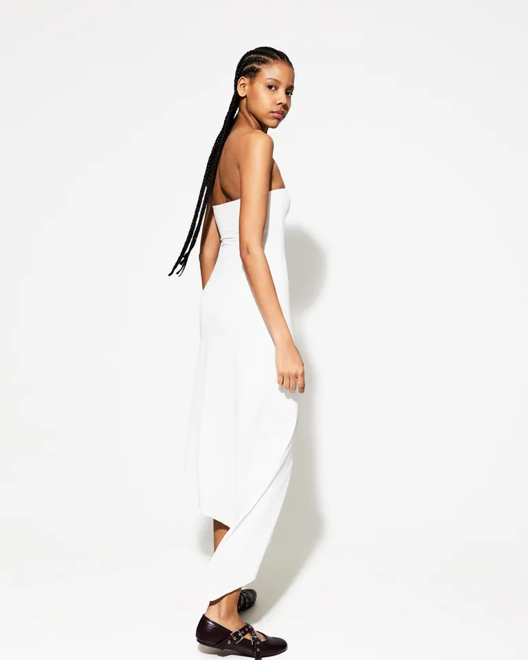 Vestido midi bandeau asimétrico de Bershka en Vestidos para argentina
