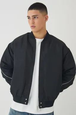 Bomber brillante con cierre oversized de Boohooman en Abrigos y Camperas para argentina