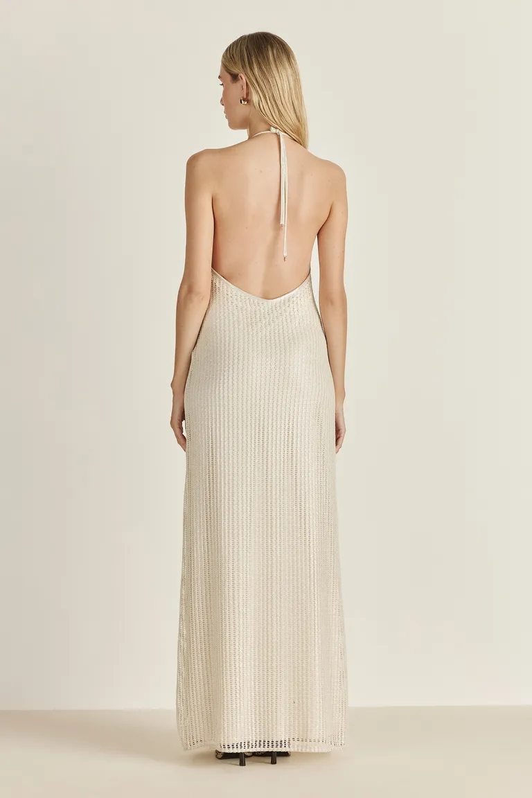 Vestido pampa de red foil y punto con tirantes ajustables para una apariencia elegante y segura de Tucci en Vestidos para argentina