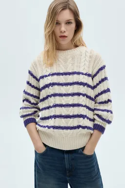 Sweater trenzado rayas de Mango en Buzos y Sweaters para argentina