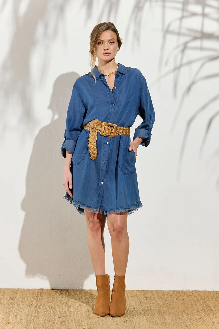 Vestido estilo camisero de tencell con mangas largas y botones de Indiastyle en Vestidos para argentina