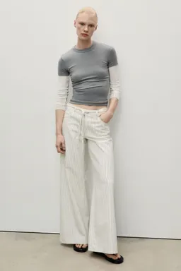 Jeans wideleg rayas cinturón de Mango en Pantalones para argentina