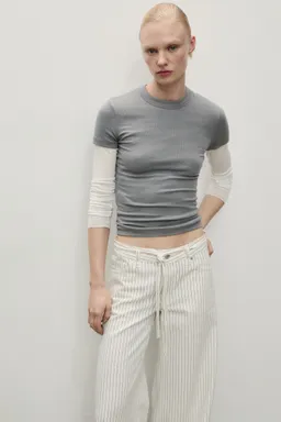 Jeans wideleg rayas cinturón de Mango en Pantalones para argentina