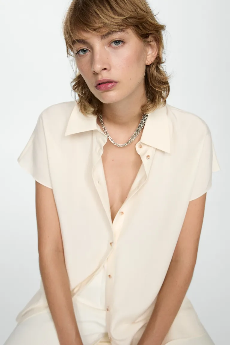 Camisa lyocell manga corta de Mango en Camisas para argentina