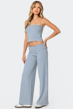 Pantalón lihi rayado plegado de Edikted en Pantalones para argentina
