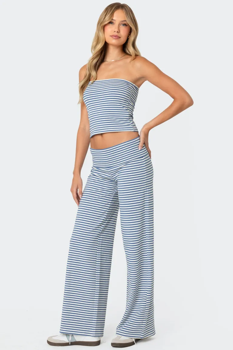 Pantalón lihi rayado plegado de Edikted en Pantalones para argentina