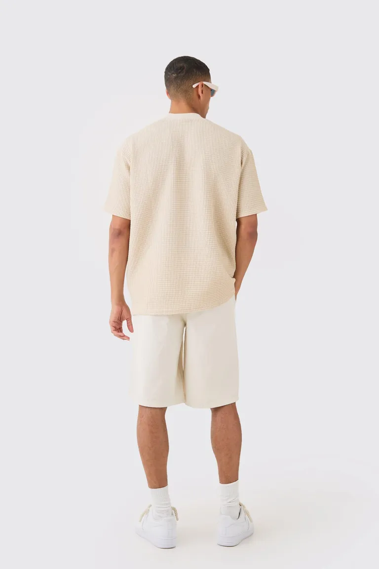Remera waffle oversize cuello extendido de Boohooman en Remeras y Polos para argentina