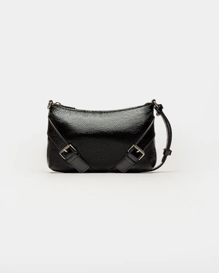 Bolso bandolera mini de cuero negro con detalles en hebillas de Prüne en Bolsos y Carteras para argentina